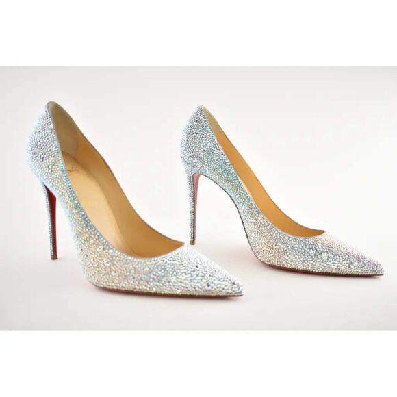 Christian Louboutin Kate Strass Degrade 100 Nude Multi AB Blue Pink Heel Pump 42 - Picture 4 of 11